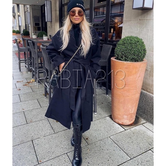 LAST 1! ZARA BELTED HOODED COAT - Picture 2 of 16